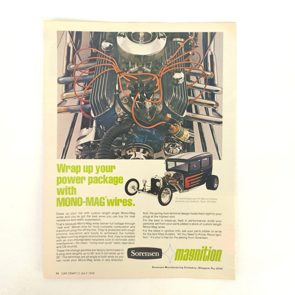 1931 Ford Hot Rod Sedan Mono Mag Wires Print Ad Garage Wall Decor Show Display